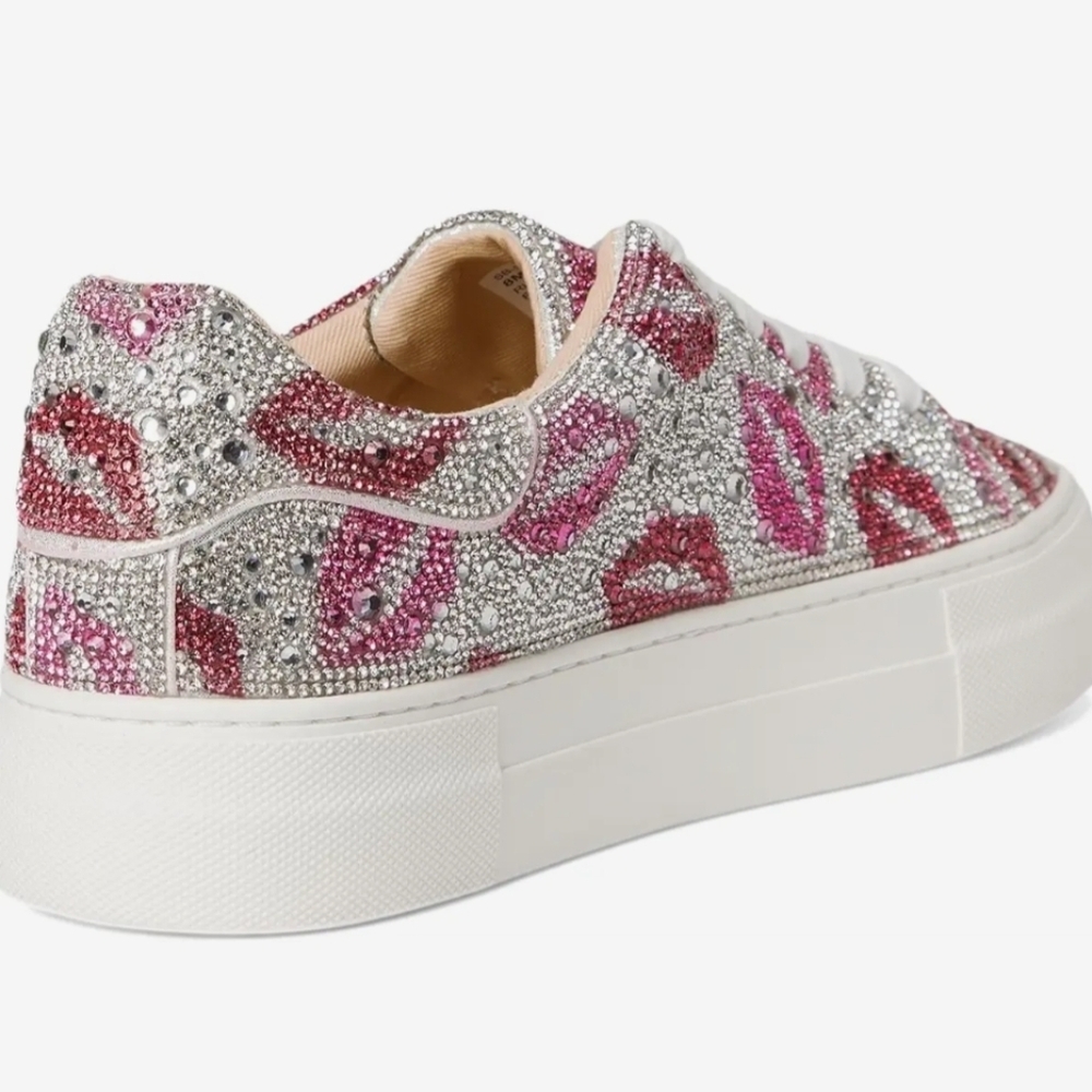 ❤️🔹️Betsey Johnson 🔹️ Sidny Platform Sneaker Glitter Multi Lip Sneakers sz 10 - Picture 6 of 7